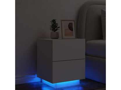 Armoire de chevet avec Meublorières LED blanc bois d'ingénierie