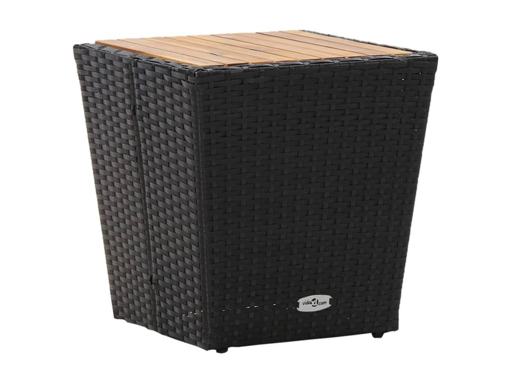 Ensemble de Meublori de jardin 3 pcs rotin et bois d'Meublori noir