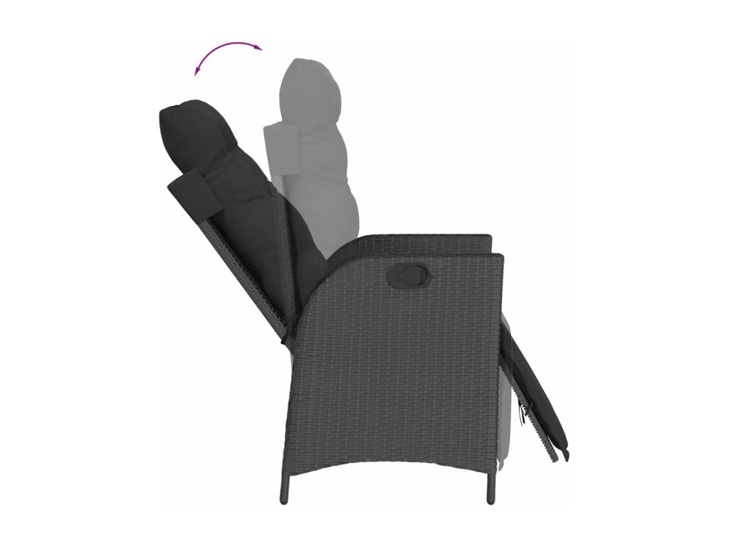 Chaises inclinables de jardin lot de 2 repose-pied noir rotin