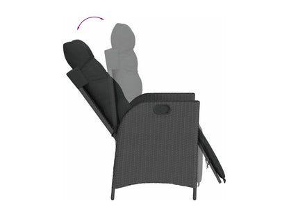 Chaises inclinables de jardin lot de 2 repose-pied noir rotin