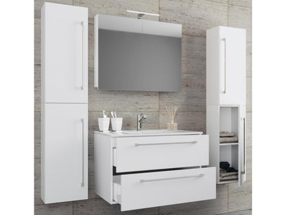 Meublori 5-piece bathroom vanity unit with sink and drawers, white - 80
