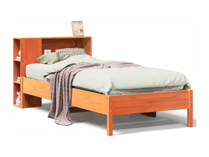 Lit bibliothèque sans matelas cire marron 75x190 cm pin massif ORQG23061