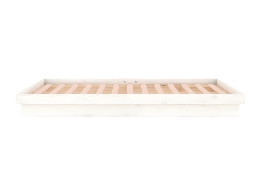 Cadre de lit à LED sans matelas blanc 120x200 cm bois massif
