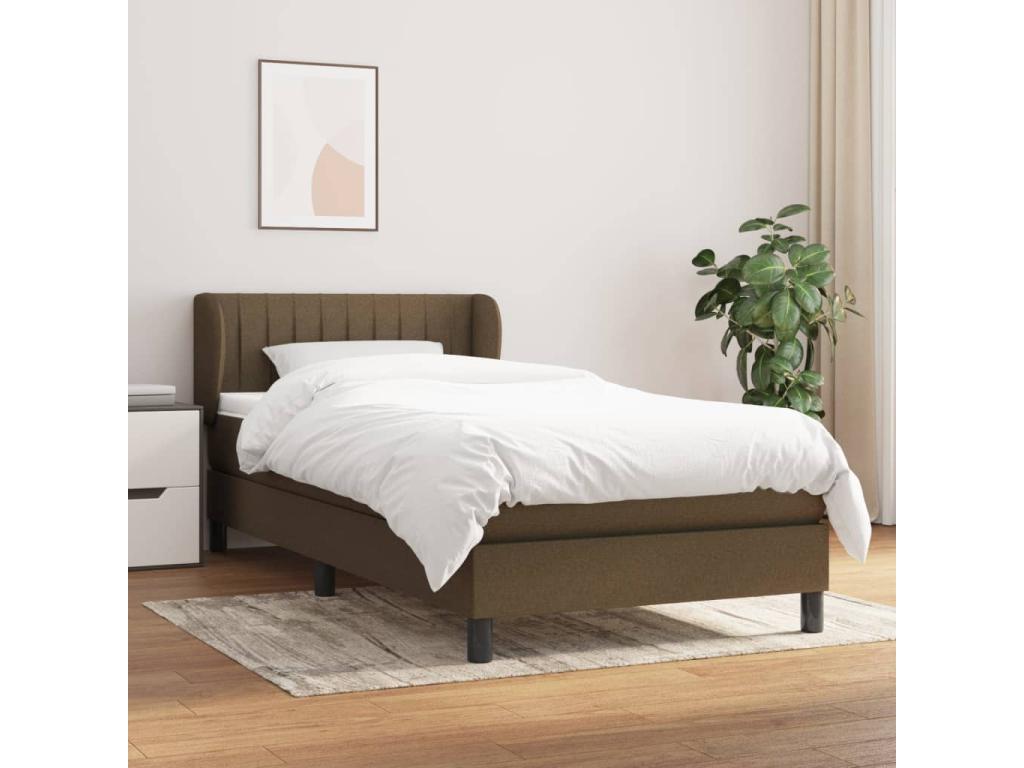 Lit à sommier tapissier avec matelas Marron foncé 90x190 cm
