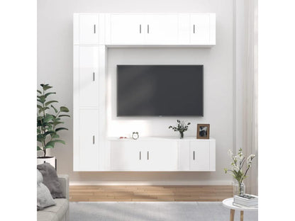 Ensemble de meubles TV 7 pièces Blanc brillant Bois d'ingénierie