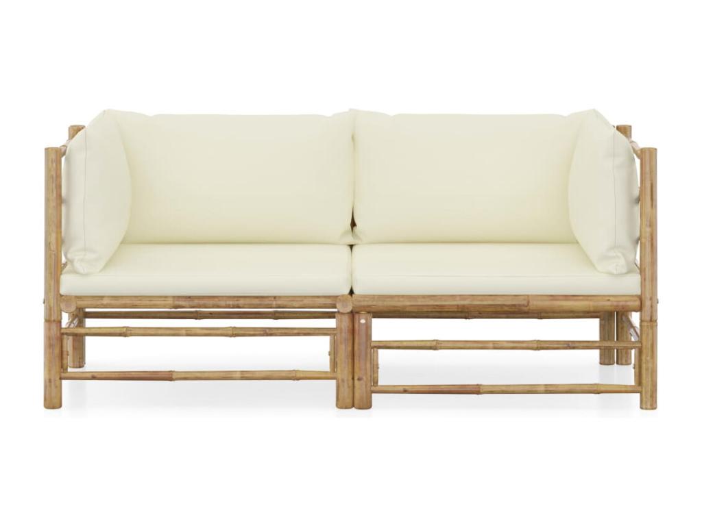 Salon de jardin 2 pcs avec coussins blanc crème Meublori