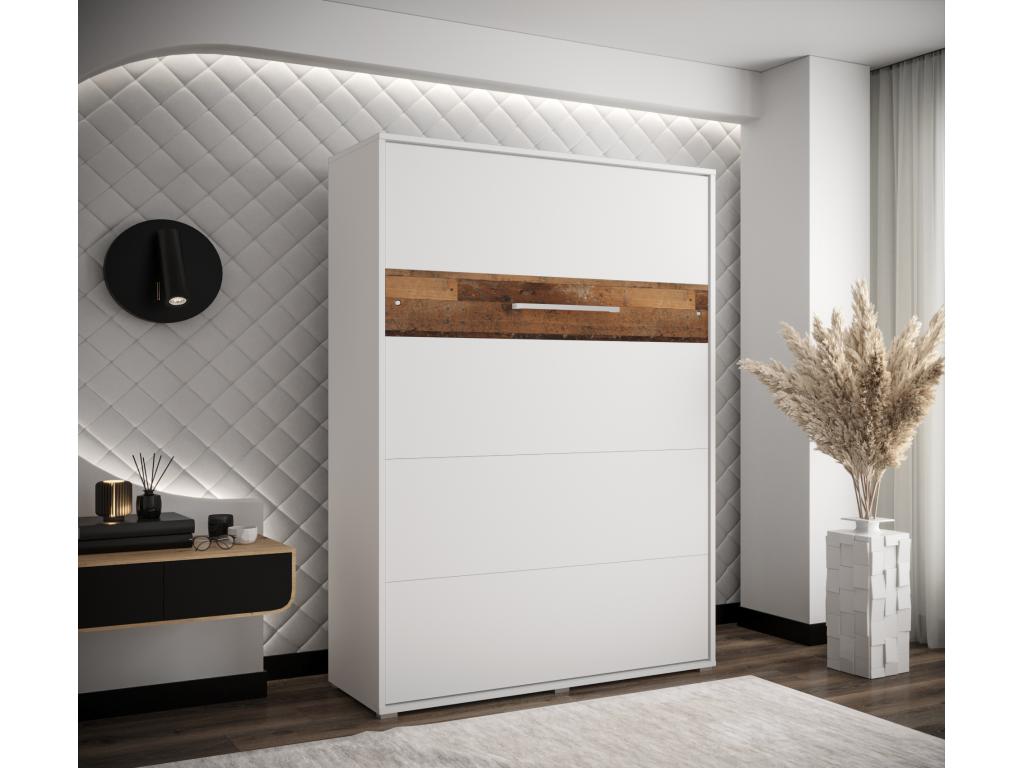 Lit escamotable home verticale 140x200 blanc old style