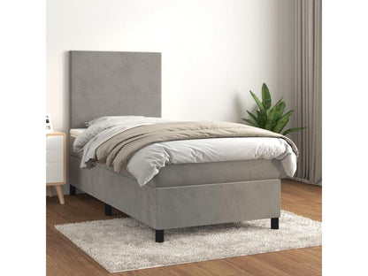 Lit à sommier tapissier et matelas Gris clair 90x200 cm Velours