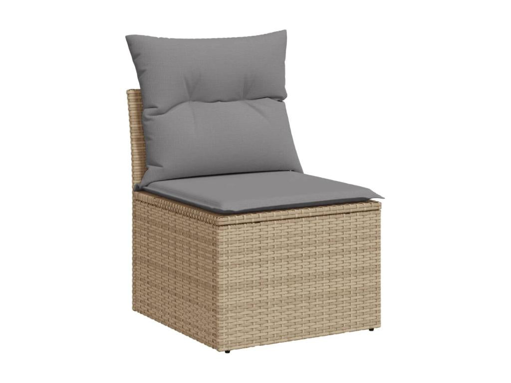 Salon de jardin avec coussins 7 pcs beige résine tressée