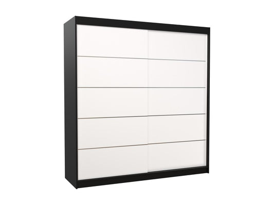 Armoire chambre adulte noir et blanc 2 portes coulissantes Meublori 200cm