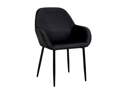 Meublori - Lot de 6 Fauteuils Velours Côtelé Noir