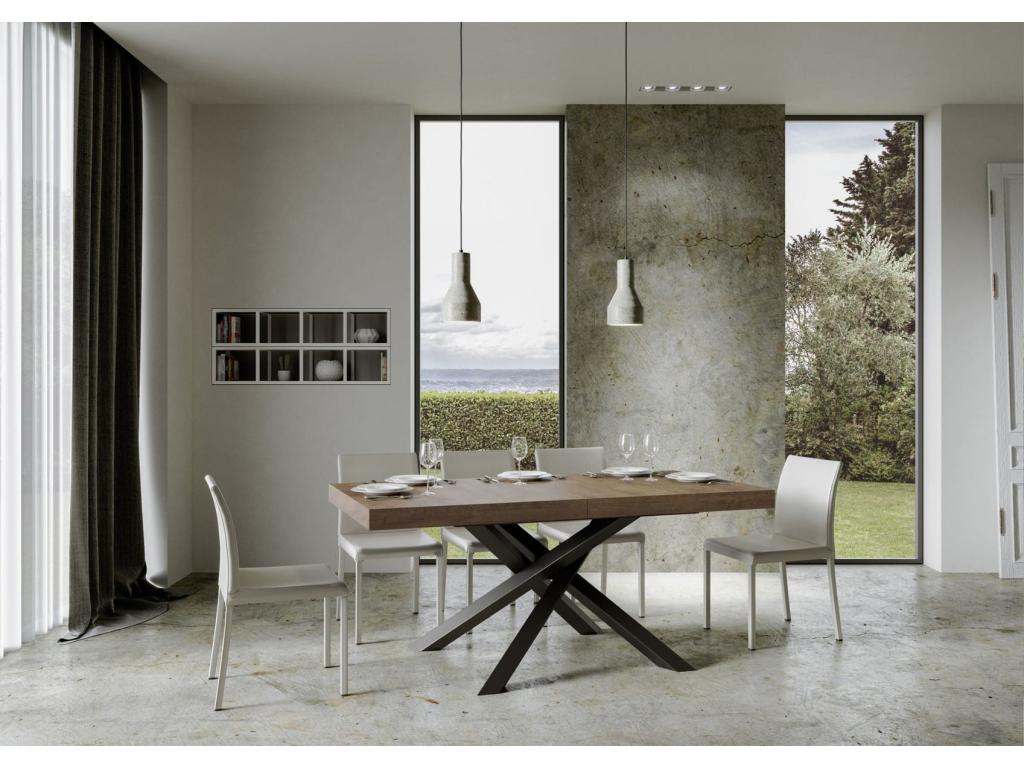 Table extensible 90x180/284 cm Volantis Premium Noyer cadre Anthracite