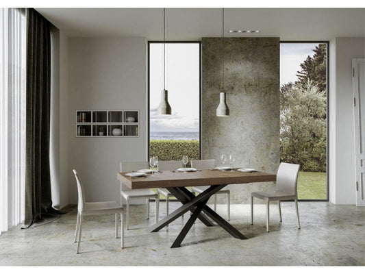 Table extensible 90x180/284 cm Volantis Premium Noyer cadre Anthracite