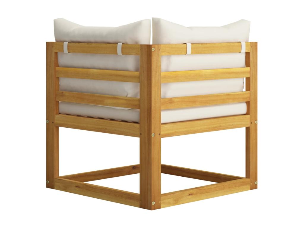 Salon de jardin 6 pcs avec coussin Crème Bois d'Meublori solide