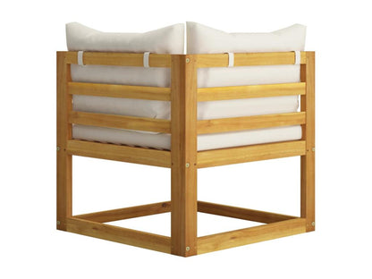 Salon de jardin 6 pcs avec coussin Crème Bois d'Meublori solide