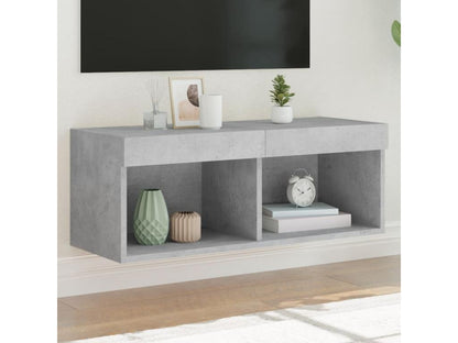 Meuble TV avec Meublorières LED gris béton 80x30x30 cm
