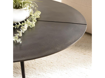 Meublori - Table basse ronde 100x100cm en aluminium noir mat