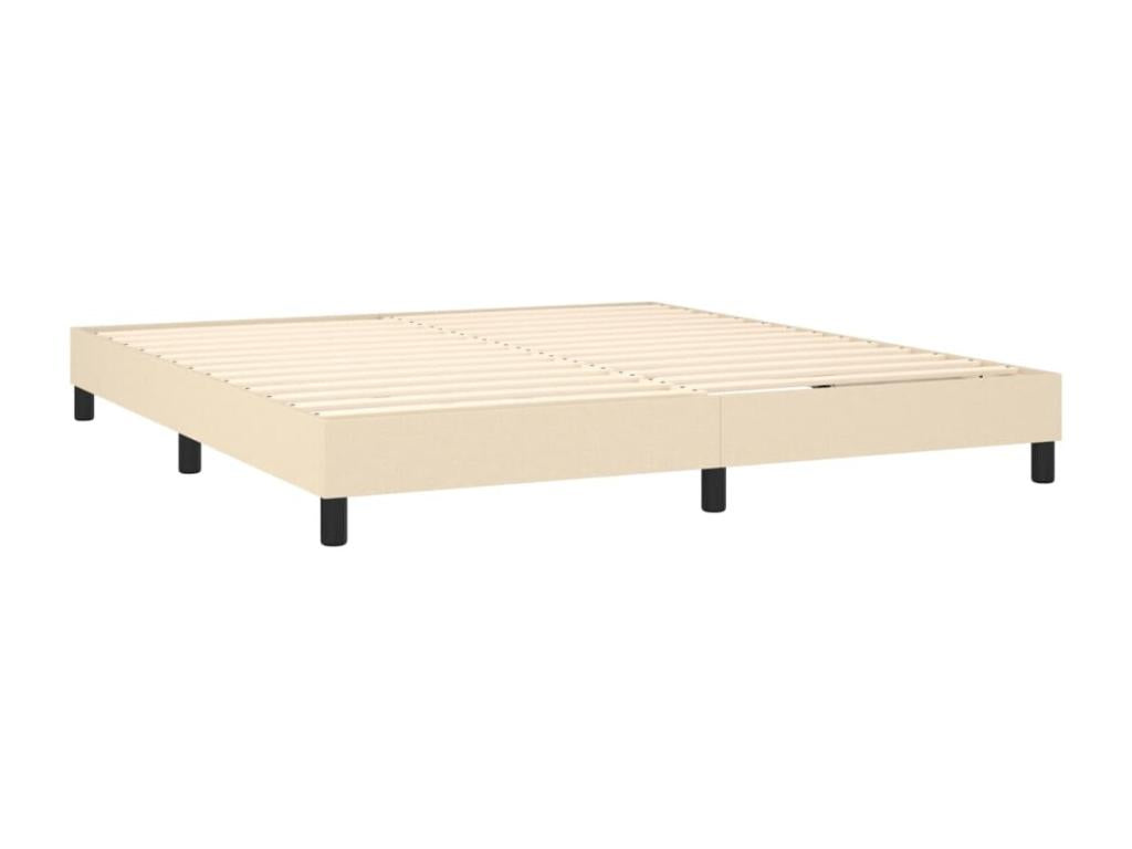 Sommier tapissier avec matelas et LED Crème 180x200 cm Tissu GTFY80548