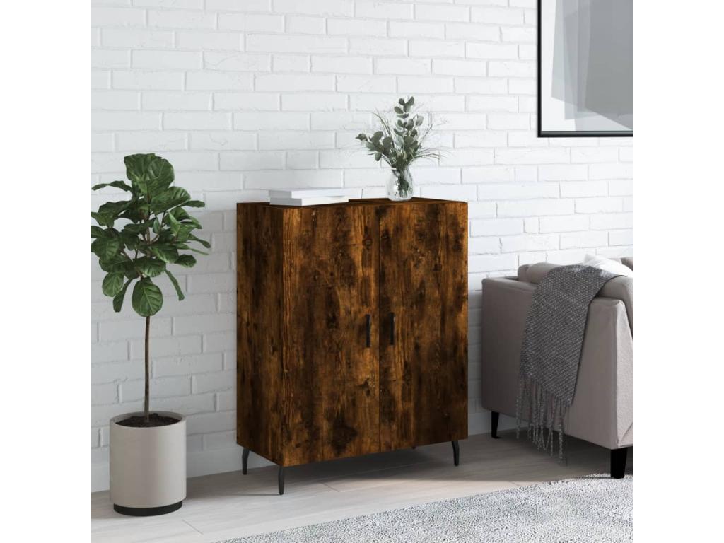 Buffet chêne fumé 69.5x34x90 cm bois d'ingénierie