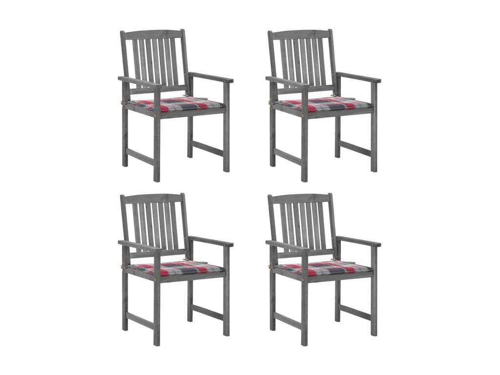 Chaises de jardin et coussins lot de 4 Gris Bois Meublori massif