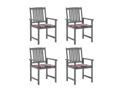 Chaises de jardin et coussins lot de 4 Gris Bois Meublori massif