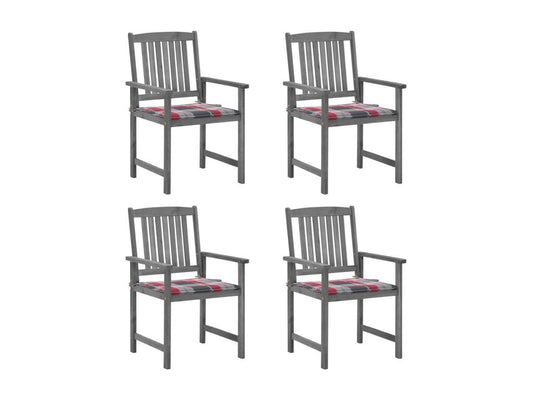 Chaises de jardin et coussins lot de 4 Gris Bois Meublori massif