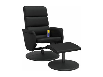 Fauteuil inclinable massant avec repose-pied noir similicuir