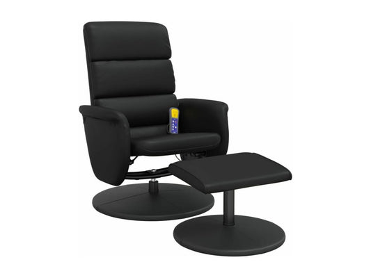 Fauteuil inclinable massant avec repose-pied noir similicuir