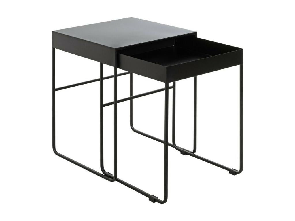 Lot de 2 Tables d'Appoint Design Meublori 54cm Noir