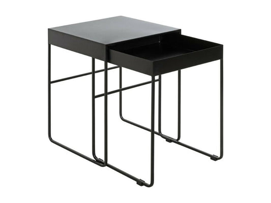 Lot de 2 Tables d'Appoint Design Meublori 54cm Noir
