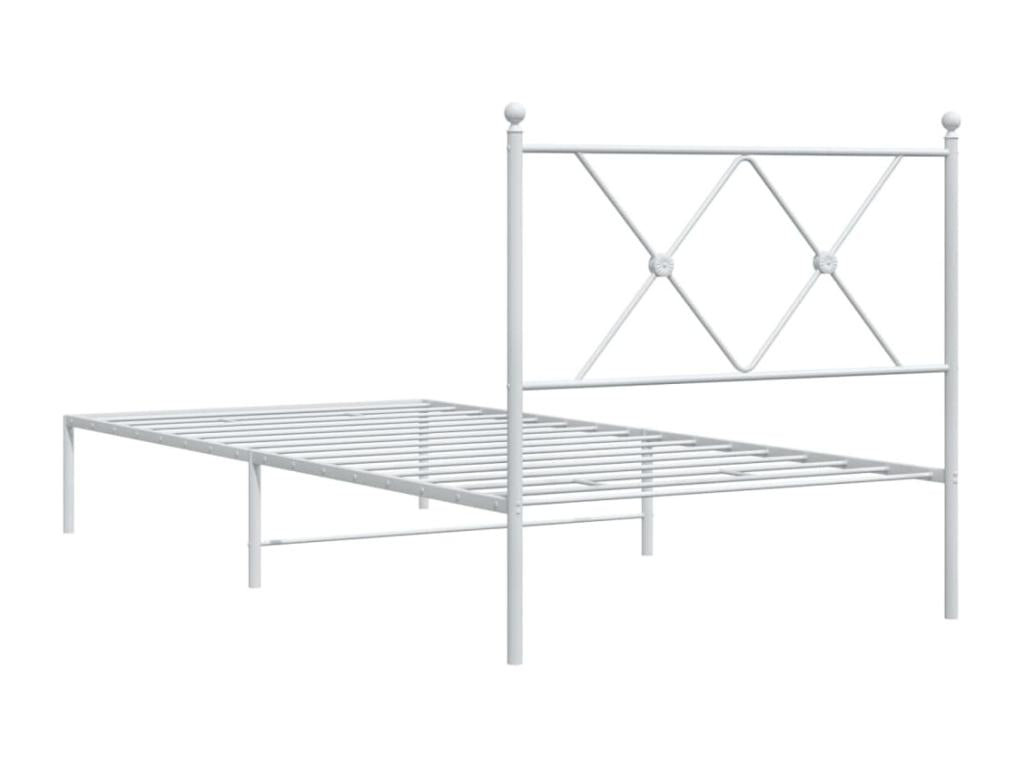 Cadre de lit métal sans matelas avec tête de lit blanc 90x200cm