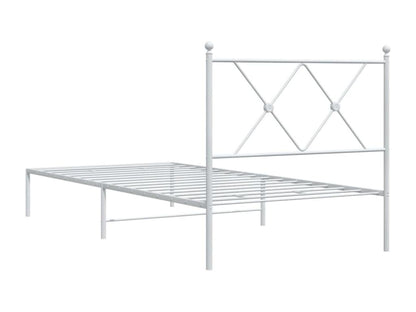 Cadre de lit métal sans matelas avec tête de lit blanc 90x200cm