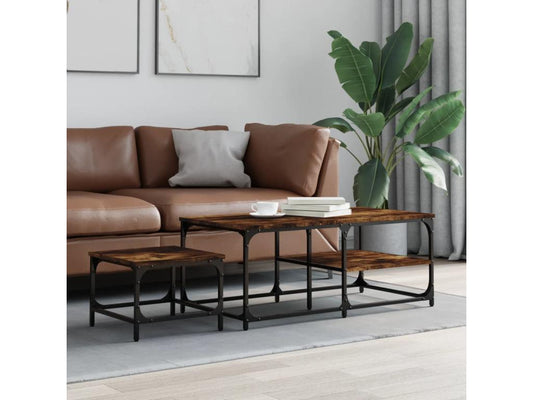 Tables basses gigognes 2 pièces chêne fumé bois d'ingénierie IWSR61447