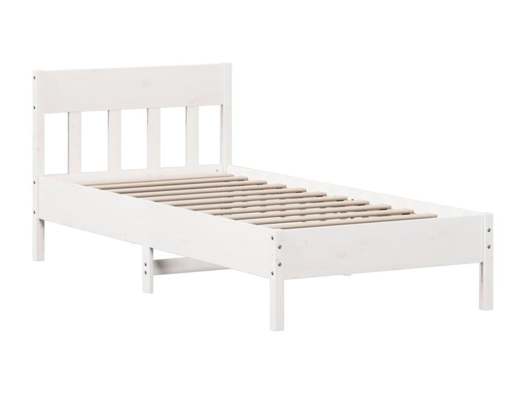 Cadre de lit sans matelas blanc 90x200 cm bois de pin massif FSEH86149