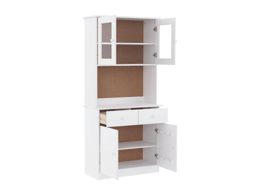 Buffet Meublori blanc 77x35x165 cm bois massif de pin