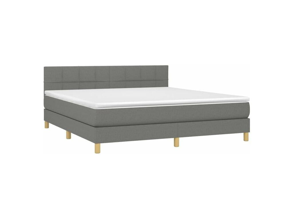 Sommier à Meublori de lit et matelas et LED Gris foncé 160x200