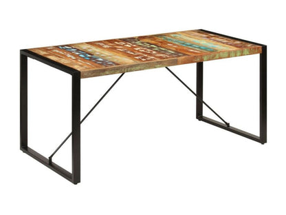 Table à manger bois reconditionné et pieds acier noir Unik 140cm
