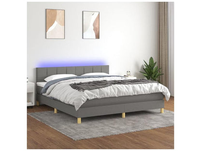 Sommier à Meublori de lit et matelas et LED Gris foncé 160x200
