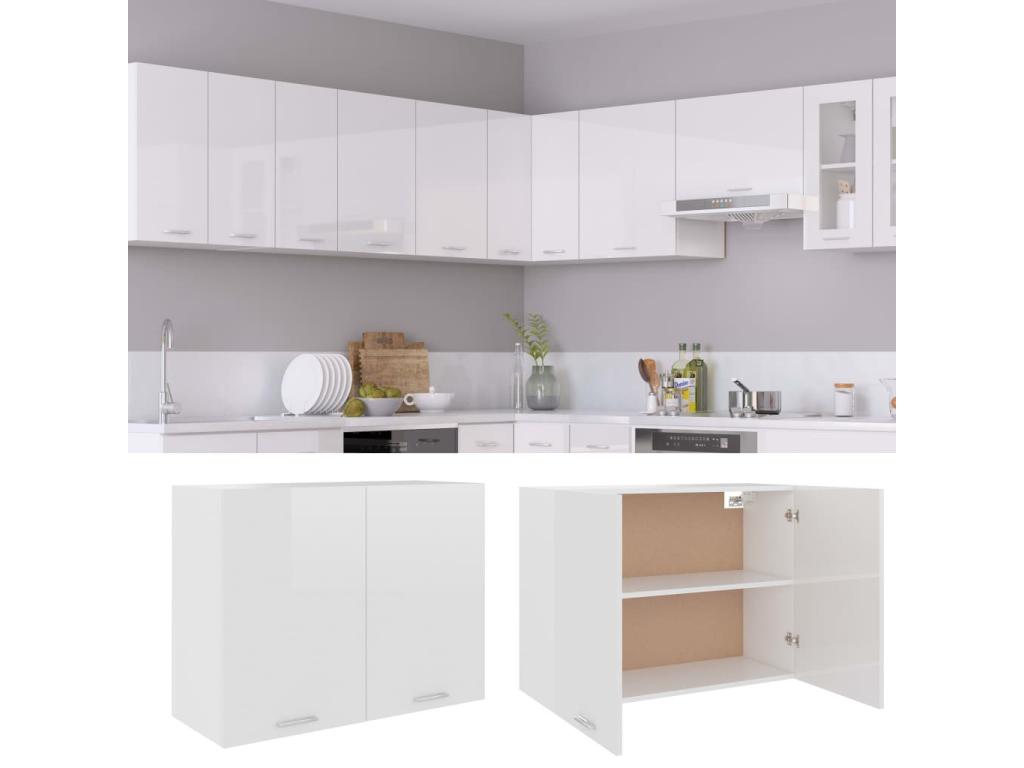High-gloss white kitchen wall cabinet 80x31x60