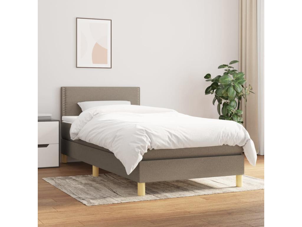 Lit à sommier tapissier avec matelas Meublori 90x200 cm Tissu