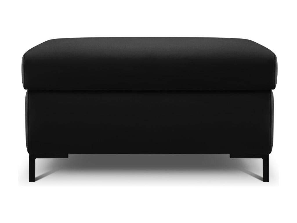 Meublori - Pouf avec coffre Meublori en velours noir - 87x72x46cm