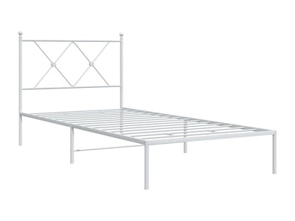 Cadre de lit métal sans matelas avec tête de lit blanc 90x200cm
