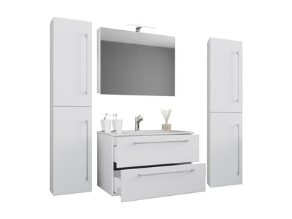 Meublori 5-piece bathroom vanity unit with sink and drawers, white - 80