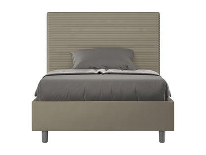 Lit 1 place et demi sans sommier rembourré 120x190 similicuir cappuccino Meublori