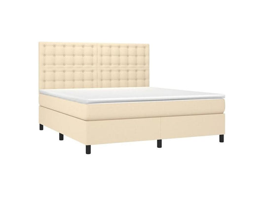 Sommier à Meublori de lit et matelas et LED Crème 180x200 Tissu