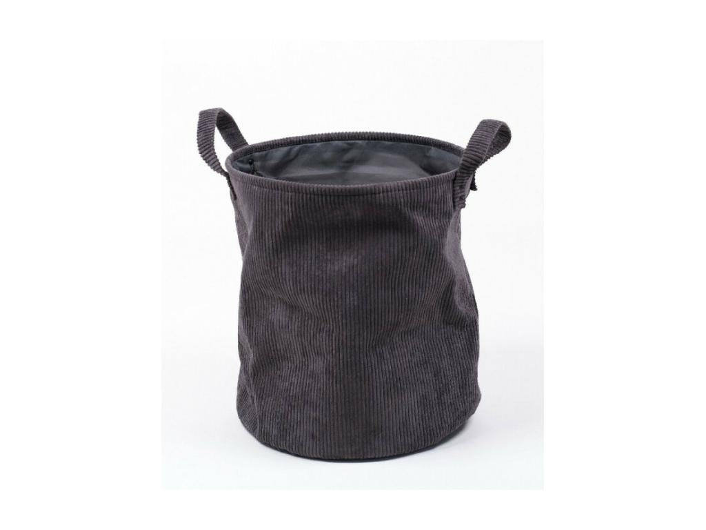 Cosy corduroy laundry basket - Charcoal grey - D 40 x H 45 cm