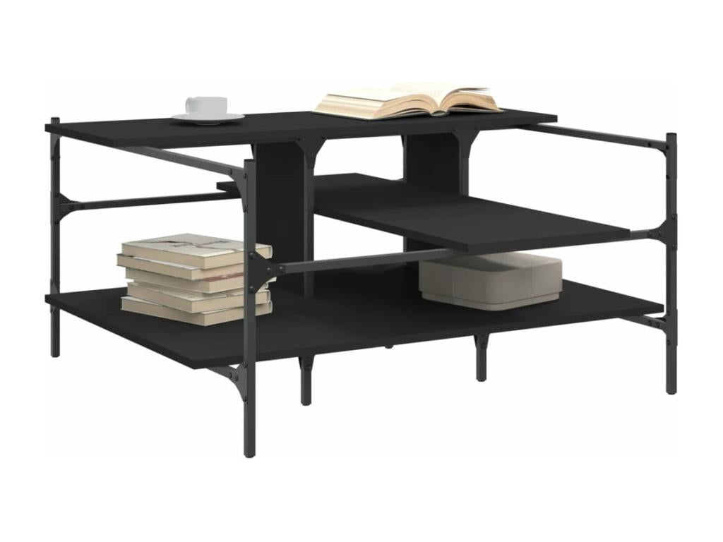 Table basse noir 100x100x48.5 bois d'ingénierie