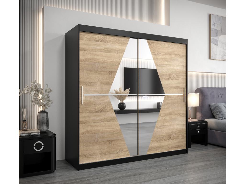 Armoire Meublori À Portes Coulissantes 200/200/62 2 portes Noir/Meublori