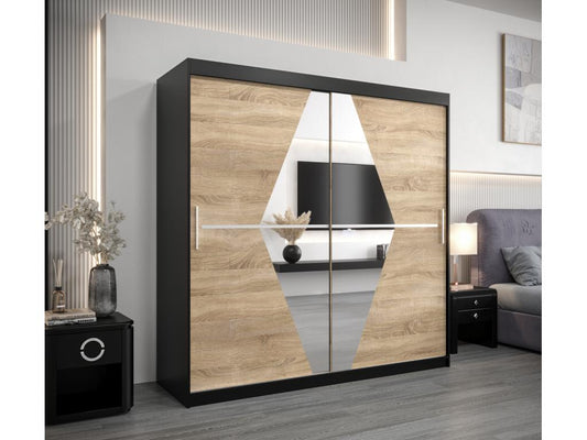 Armoire Meublori À Portes Coulissantes 200/200/62 2 portes Noir/Meublori