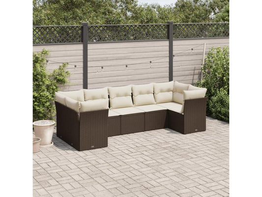 Salon de jardin avec coussins 7 pcs marron résine tressée XHCO67075